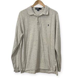 Polo Ralph Lauren Men’s L Long Sleeve Polo Shirt Beige Heather Classic Fit Cotto